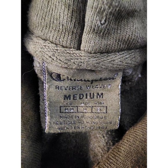 Champion Mens Reverse Weave Spellout Script Logo Hoodie Green M - Picture 4 of 4